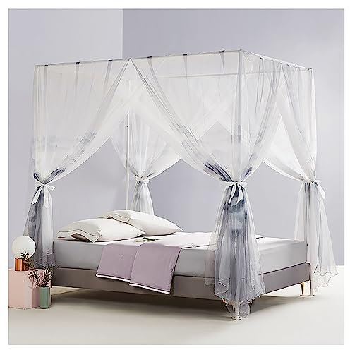 LONONE Eleganter Betthimmel mit 4 Ecken, Pfostenhimmel, Bettvorhänge für Schlafzimmer, doppellagiger, gemütlicher, drapierter Betthimmel für Erwachsene