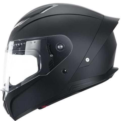 YEMA Casque Moto Intégral Homme ECE06 Homologué- YM-850 Casque Femme Adulte Double Visière-Noir Mat-L