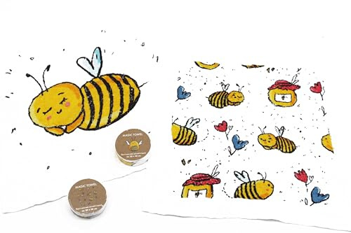 KAMACA 4 er Set Magische Handtücher Zauberhandtuch aus Baumwolle Party Mitgebsel Kindergeburtstag (4er Set (4 Stück) Bienen)