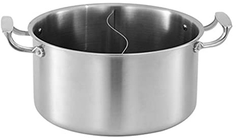 OQHAIR Hot Pot Cooker Chinese Induction Shabu Pot With Divider Shabu Hot Pot Stainless Steel For Kit Cooker Gas Stove (Color : Silver, Size : 28cm) (Silver 30cm)