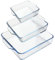 LERIYUFS Square Glass Baking Dish for Oven, Borosilicate Glass Casserole Dish, Glass Baking Pan for Air Fryer Oven (5in+6.5in+7.8in (Set of 3))
