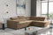 Kaiser Möbel, Ecksofa mit schlaffunktion, mit Bettkasten, Schlafsofa Atom Lux, Designer Sofa, Modern Design Couch, Polsterecke, Freistehend, Stoff Monolith Klasse A, Hellbraun Rechts