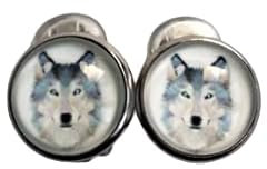Wolf Kopf Ohrclips mit Polster Edelstahl