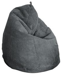 chilly pilley® Sitzsack aus Cord mit EPS-Füllung - Sitzkissen, Gamingkissen, viele Farben, 65x85 Grau