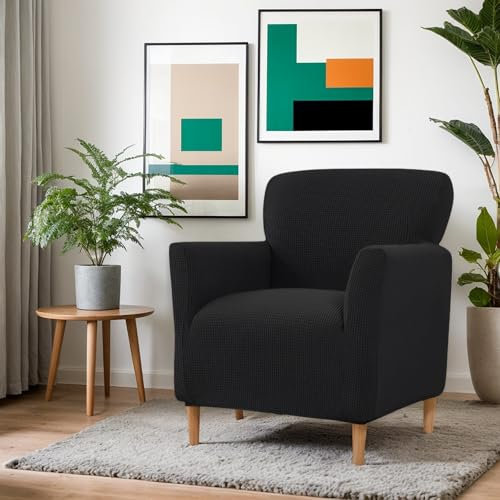 LiveGo Stretch-Sesselbezug mit Armlehnen, Elastischer Strick Spannbezug für Sessel & Polsterstühle, Universelle Passform für Wohnzimmer, Büro, Abdeckung zum Schutz vor Flecken, Haaren & Verschleiß