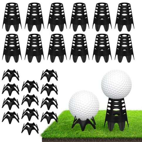 Rolitwils Golf Simulator tees, 22Pcs Plastic Golf Mat Tees for Home, Outdoor or Indoor Golf Tees for Training, Practice Golf tees for Winter Turf and Driving Range, Pack of 12 Tall & 12 Small | Golf simulator tee set, dual height options, trim-to-fit design, reusable flexible tees for mats, turf and indoor practice