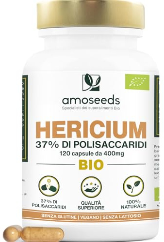Hericium Erinaceus BIO | Fungo della Memoria | Alto dosaggio, 37% Polisaccaridi | 120 capsule vegane | Lions Mane, vegano, senza additivi | Qualità Superiore