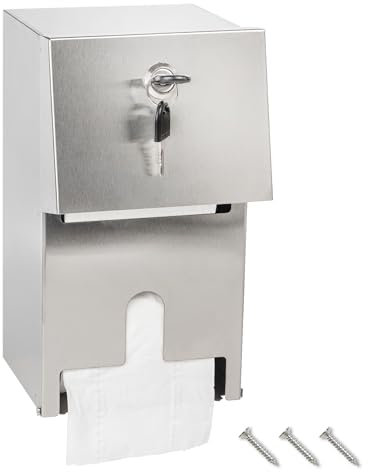 Commercial Toilet Paper Tissue Dispenser Dual Rolls Toilet Paper Holder with Lock,Heavy Duty Stainless Steel Touchless Automatic Paper Towel Dispenser with Shelf Wall Mount for Bathroom/Restroom