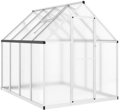 vidaXL Serre avec Cadre de Base argenté 224x169x195 cm Aluminium, Serre en Polycarbonate, Serre de Bricolage, Grande Serre, Serre portative