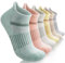 MOSEY KOSY 6 Pairs Merino Wool Women Men Unisex Ankle Running Walking Hiking Work Thermal Winter Warm Socks Compression Support Breathable Thick Cushion Socks(Mixed Light Color,3-7)