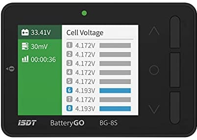 ISDT BG-8S Lipo-Batterieprüfer, intelligenter digitaler Batterietester/-prüfer mit LCD-Anzeige, Batteriekapazitätstester für Lebensdauer/Li-Ionen/NiMH/Nicd/LiPo-Spannungsprüfer, Schwarz