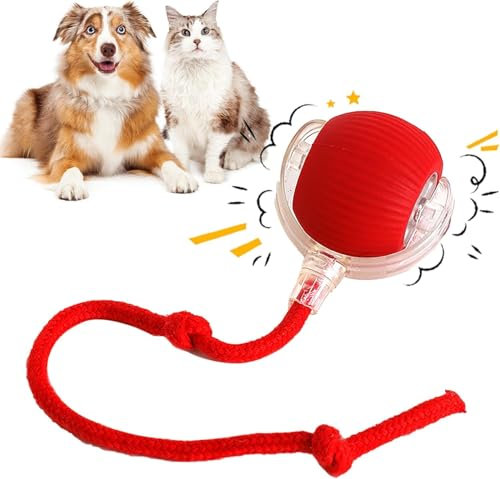 YILCER Chewie Viral Interactive Rolling Ball - Smart Automatic 360° Dog and Cat Toy - Red