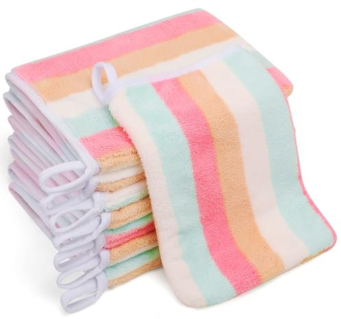 GRBAIN 8 Pièces Gants de Toilette Microfibre Coton Gant Toilette Microfibre Gant de Toilette Bebe Enfant Visage Gant Douche Super Absorbant Doux 15x21cm- Polaire Corail