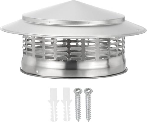 PATIKIL 8 Chimney Cap, 304 Stainless Steel Round Chimney Cover Cap Hood Screen Roof Vent with Screws for Fireplace Exhaust Exterior Stove Pipe