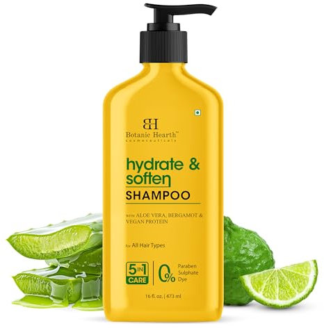 Botanic Hearth Hydratisieren und erweichen Shampoo, 400 ml, Aloe Vera, Bergamotte und veganes Protein, feuchtigkeitsspendende und pflegende Formel für alle Haartypen, frei von Parabenen und Sulfaten
