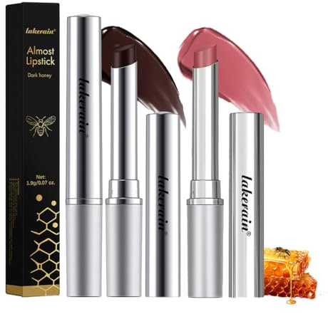 Baorder 2PCS Honig Lippenstift Getönter Lippenbalsam in Schwarz und Rosa,Hydrating Natural Glossy Honey Lip Balm,Long Lasting Moisturizing Lipstick Lip Care,Vegan Makeup