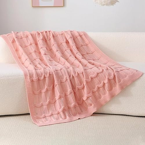 Wajade Kuscheldecke Flauschig Wohndecke kuschelig Strickdecke Gestrickte Überwurfdecke Knit Decke Winter Warme Decke für Wohnzimmer Sofa Couch(Pink 130 * 170)