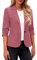 Roskiky Blazer élégant pour femme, veste à manches 3/4 d’affaires, look décontracté, costumes pour bureau, rose, S