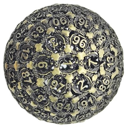 Dadi in metallo D100, dadi poliedrici a 100 facce - Dadi singoli a 100 facce per giochi di ruolo,Giocattolo da tavolo dal design sorprendente per tutti i tipi di giochi di ruolo
