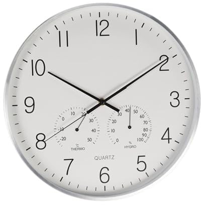 Well Home Reloj de Pared de diseño Moderno con termómetro e higrómetro Ø38cm