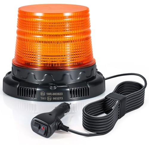 AnTom Rundumleuchte 12V 24V Gelb LED Magnet mit Sprachalarmfunktion Warnleuchte 3-Meter-Kabel und Doppel-Schalter für Lkw, Traktor, SUV, Golfwagen, Notfallfahrzeuge und Baustellen