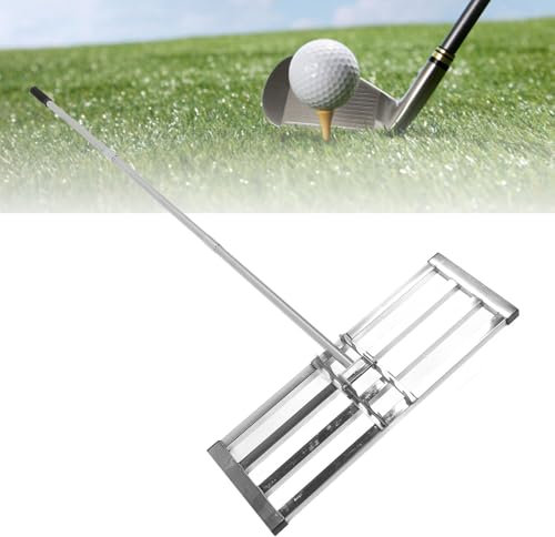 Stahlgriff Rasenstufe, Hochleistungsgarten -Level -Rechen aus 304 Edelstahl, 29,9 X 10,2 Zoll Erdungsplatte Langer Griff 76 l, für , Rasen, Garten, Farm