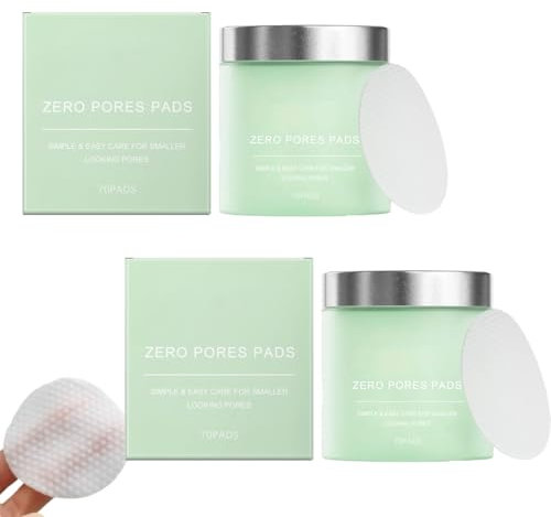 Quia Zero Pore Pads, Zero Pore Pads Korean Beauty, Deep Cleansing & Pore Minimizing, Reduces Excess Oil, Dual-Textured Facial Toner Pads for Exfoliation, Face Wipes 70 Pads (2pcs)