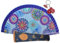 Planta Color Banico pliable en bois avec motif imprimé - Set avec housse de protection artisanale avec fermeture éclair et porte-clés Souvenir - Housse artisanale - Léger et compact - Dômes bleus