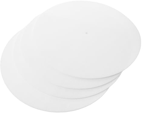 minkissy 4 Stück Weiße Filzauflage für Plattenspieler Vibrationsmatte für Vinylplatten für Schonung Ihrer Schallplattensammlung
