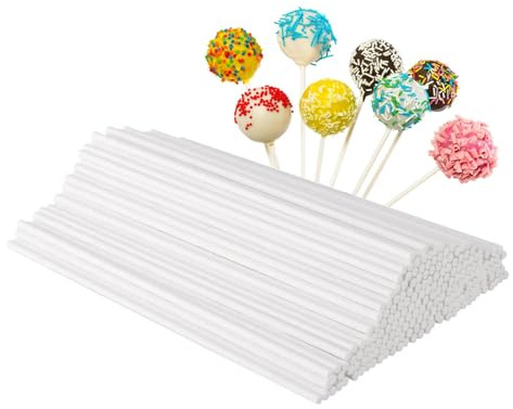 100 Stück Cake Pops Stiele, Cakepopstiel Stiele Cake Pops aus PP, Cakepop Stiel, Lolli Stiele, Lebensmittel Sicher für die Herstellung von Lutscher Kuchen, Desserts, Dekoration und Displaying, weiß