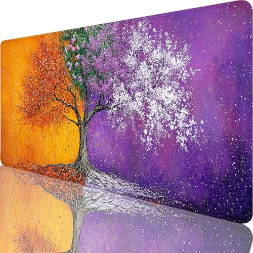 Tapis de Souris Gaming Couleur Orange, Grand Tapis de Souris XXL 1600x800x3 mm, Arbre de la Vie Mouse Pad pour Clavier et Bureau Gaming Accessoire, Améliore la précision et la vitesse pour Gamer l-i54