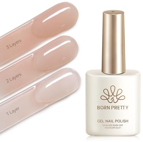 Born Pretty UV Nagellack Jelly Nude Rose Gel Nagellack | Transparente Hautfarbe Natürlich UV LED Soak Off Manicure Gel Lacquer Varnish