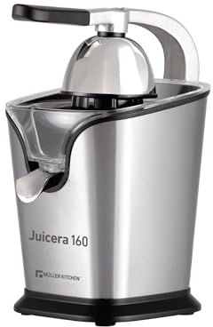 Muller Kitchen MK-6051 Presse-agrumes électrique (moteur de 160 W, filtre en inox, avec 2 tailles de cône, avec bras de levier)