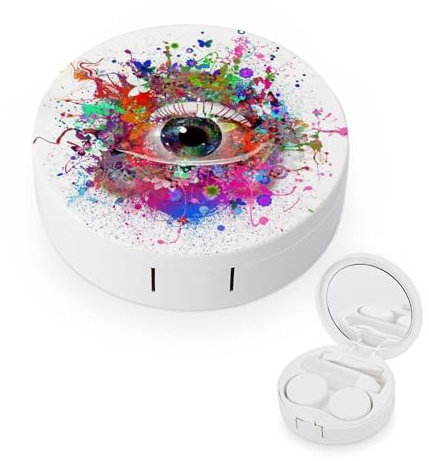 fkgvwo Contact Lens Container Eye Color Travel Contact Lens Box with Mirror Tweezers Solution Bottle