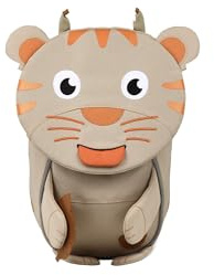 Affenzahn Kinderrucksack Kleiner Freund Pure Tiger - Beige | Ergonomischer Kindergarten-Rucksack für Kinder von 1 bis 3 Jahren mit Reflektoren, Ziehzunge und Namensschild