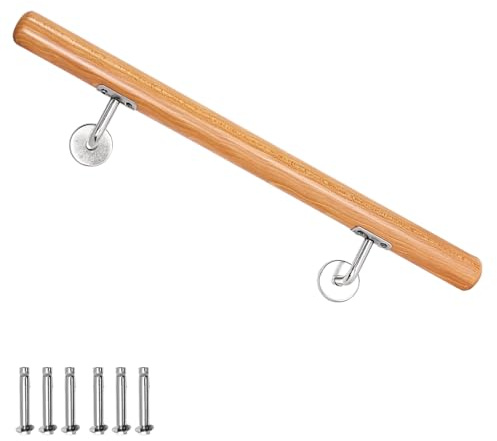 Buche Holz Handlauf Treppengeländer Geländer für Treppe Wandhandlauf V2Aox | 60 cm, Wand, seitliche Montage, mit Halterungen und Montagematerial