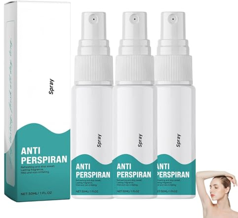 Antitranspirant Deo Spray gegen Starkes Schwitzen, Bodyspray gegen starken Schweißgeruch, Schwitzen, Achselnässe und weiße Rückstände, Anti-Schweiß-Deo für Hände, Achseln und Kopf, 30ml (3PC)
