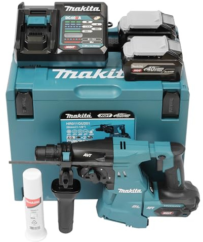 Makita HR011GU201 - Martello combinato a batteria SDS-Plus, 40 V, max. /4,0 Ah, 2 batterie + caricatore in MAKPAC