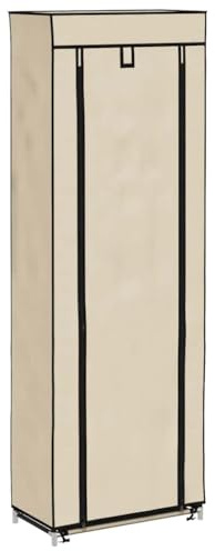 Kaorsrow Schuhschrank mit Stoffbezug, 8 Ebenen Schuhregal zur platzsparenden Schuhaufbewahrung, stabiles Regalsystem mit pulverbeschichteten Rohren, 57 x 29 x 162 cm, Creme