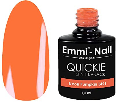 Emmi Nail Quickie Neon Pumpkin 3in1 (Neon Orange, L351) I LED UV Unter-, Farb-& Überlack I Bis zu 3 Wochen Glanz I Kratzfest, stoßfest, vegan I 7,5ml