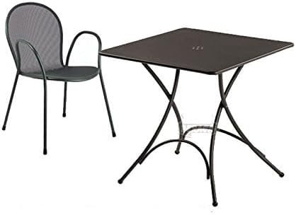 EMU Set Gartentisch Tisch Pigalle 76 x 76 cm mehr 2 Sessel Ronda Eisen Antik