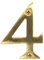 50mm Solid Polished Brass Number '4' & Screws for House, Front Door & Gate