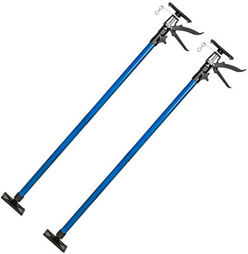 tectake® Juego de Tensores para Puerta, Puntales de Obra Ajustables, Puntal Telescopico Extensible, Puntales Extensibles, Varilla Telescopica, Poste Telescopico Extensible - Juego de 2 Azul