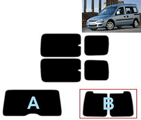 Passgenaue Tönungsfolie für-Opel Combo Tour 2002-2011 Heck/Seitenscheiben (35% Mittelschwarz, B)