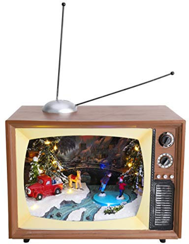 Christmas Concepts® LED Light Up & Musical Battery Operated Christmas Scene Inside Retro Television - 240mm / 9.5