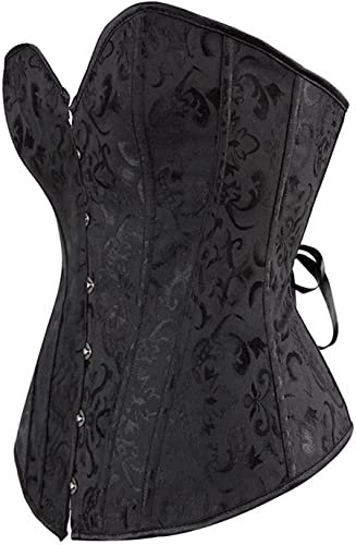 Jutrisujo Korsett Schwarz Damen Corsage Vollbrust Black Corset Bustier Top Korset Elegant Vintage Gothic Bluse S