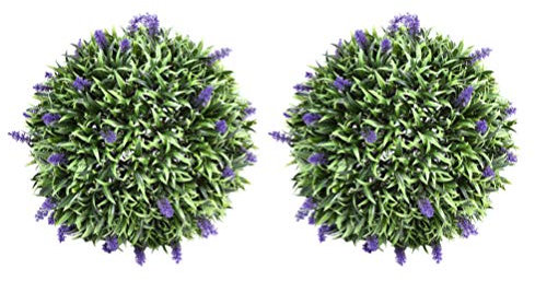 YARNOW Künstliche Lavendelkugel Buchsbaum Topiary Ball Hängen Dekor Garten Topiary Dekorationen Indoor Outdoor Künstliche Pflanze Ball Hochzeit Weihnachten Urlaub Lieferungen 2Pcs