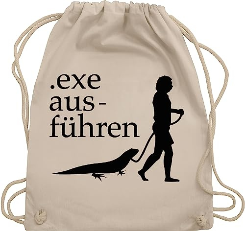 Turnbeutel Rucksack - Nerd Geschenke - Exe ausführen schwarz - Unisize - Naturweiß - clothes tasche computer zocker hallo.exe stoffrucksack informatiker zocken programmierer beutel informatik