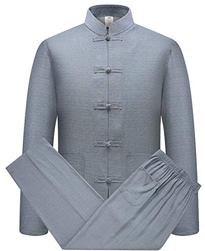 Coton Lin Tai Chi Set pour Hommes - 2 pièces Chinois Traditionnel Costume Tang Arts Martiaux Vêtements Chemises + Pantalon