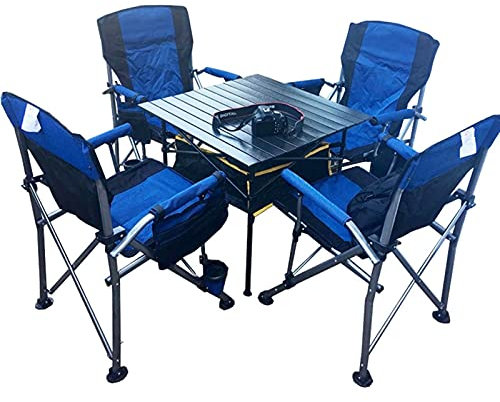 Camping Table Chairs Lightweight Folding Table And Chair Set, Oxford Cloth Chair With Cup Holder And Armrests, Multifunctional Camping Picnic Table (Color : 4 in 1)